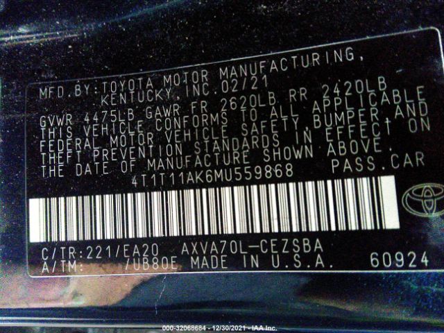 Photo 8 VIN: 4T1T11AK6MU559868 - TOYOTA CAMRY 