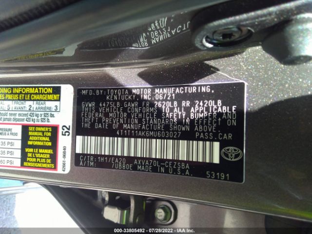 Photo 8 VIN: 4T1T11AK6MU603027 - TOYOTA CAMRY 