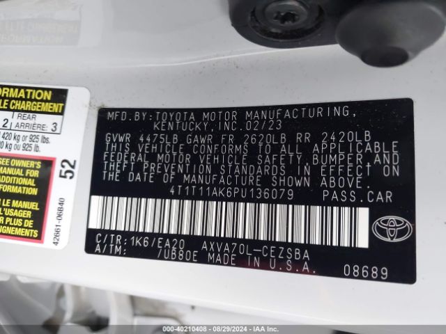 Photo 8 VIN: 4T1T11AK6PU136079 - TOYOTA CAMRY 