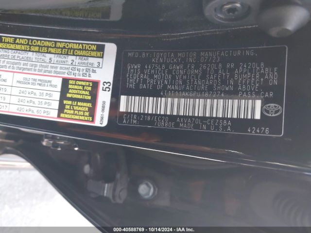 Photo 8 VIN: 4T1T11AK6PU187274 - TOYOTA CAMRY 