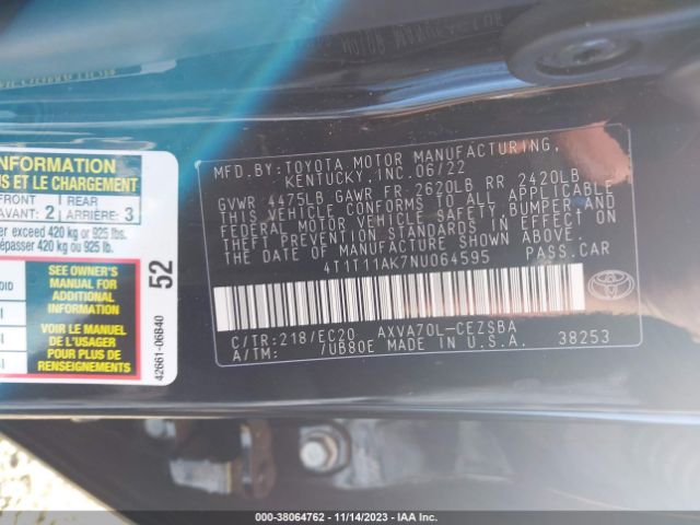 Photo 8 VIN: 4T1T11AK7NU064595 - TOYOTA CAMRY 