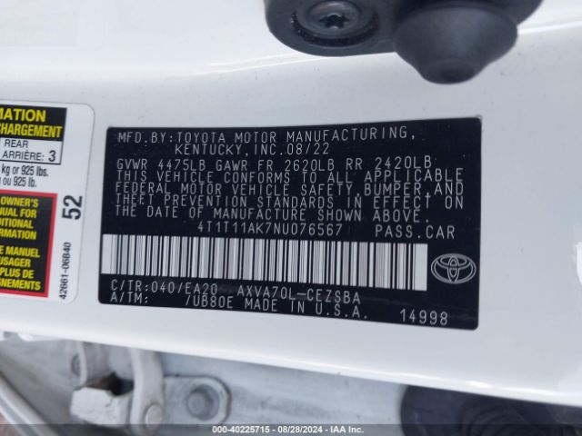 Photo 8 VIN: 4T1T11AK7NU076567 - TOYOTA CAMRY 