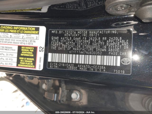 Photo 8 VIN: 4T1T11AK7NU630352 - TOYOTA CAMRY 