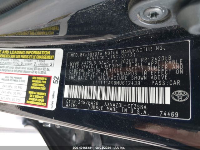 Photo 8 VIN: 4T1T11AK8MU612439 - TOYOTA CAMRY 