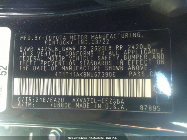 Photo 8 VIN: 4T1T11AK8NU673906 - TOYOTA CAMRY 