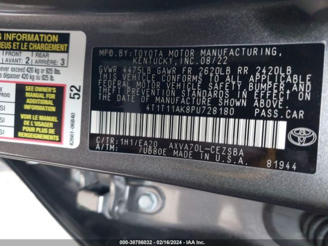 Photo 8 VIN: 4T1T11AK8PU728180 - TOYOTA CAMRY 