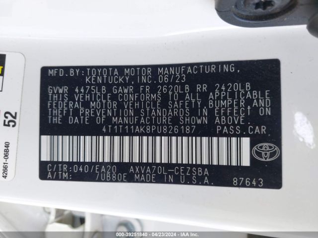 Photo 8 VIN: 4T1T11AK8PU826187 - TOYOTA CAMRY 