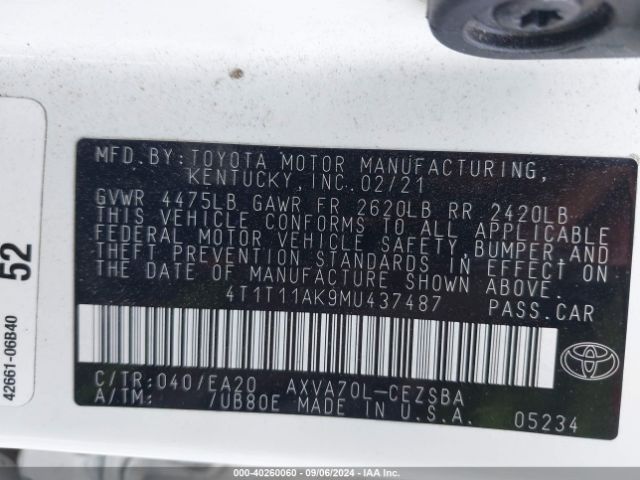 Photo 8 VIN: 4T1T11AK9MU437487 - TOYOTA CAMRY 