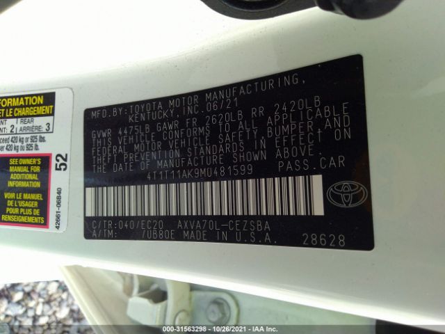 Photo 8 VIN: 4T1T11AK9MU481599 - TOYOTA CAMRY 