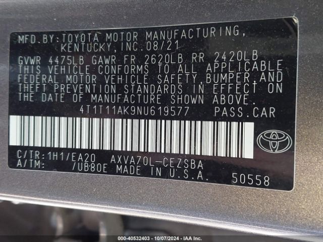 Photo 8 VIN: 4T1T11AK9NU619577 - TOYOTA CAMRY 