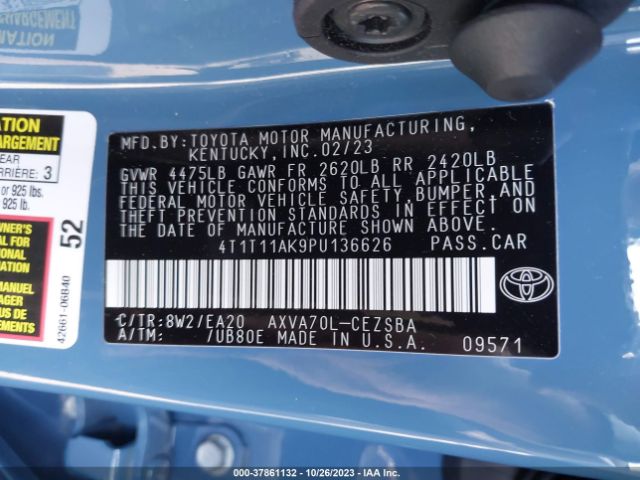 Photo 8 VIN: 4T1T11AK9PU136626 - TOYOTA CAMRY 