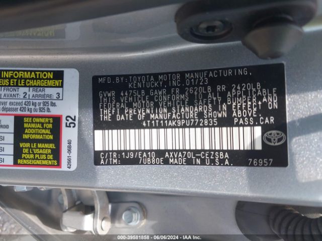 Photo 8 VIN: 4T1T11AK9PU772835 - TOYOTA CAMRY 