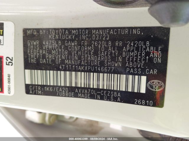 Photo 8 VIN: 4T1T11AKXPU146677 - TOYOTA CAMRY 