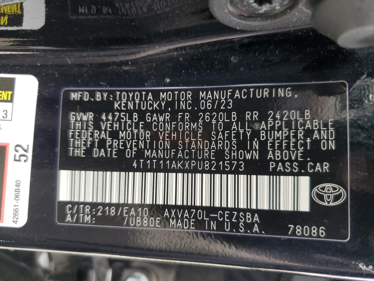 Photo 11 VIN: 4T1T11AKXPU821573 - TOYOTA CAMRY 