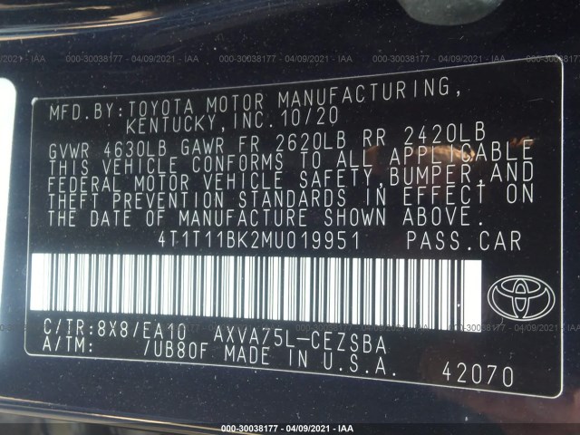 Photo 8 VIN: 4T1T11BK2MU019951 - TOYOTA CAMRY 