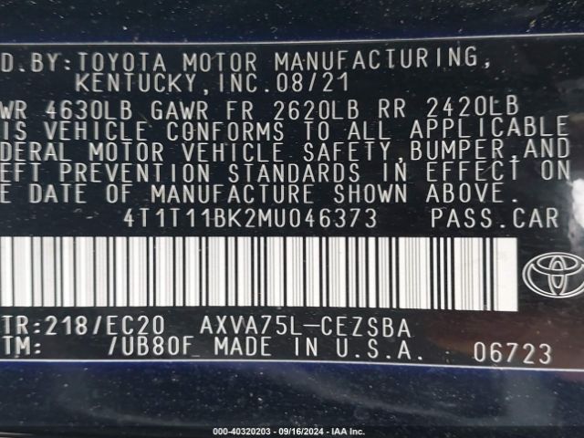 Photo 8 VIN: 4T1T11BK2MU046373 - TOYOTA CAMRY 