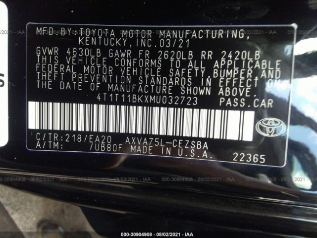 Photo 8 VIN: 4T1T11BKXMU032723 - TOYOTA CAMRY 