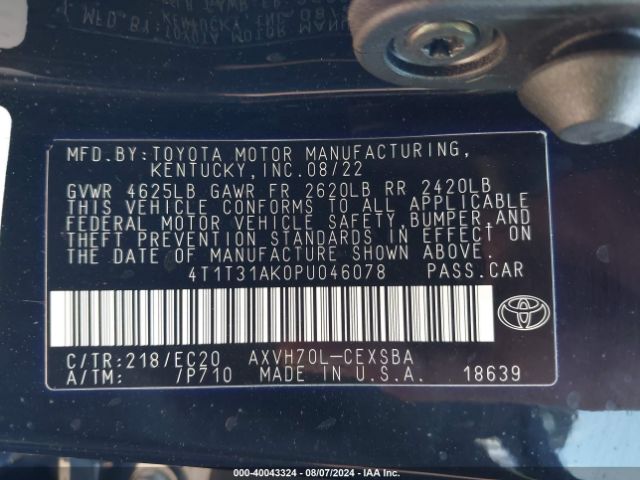 Photo 8 VIN: 4T1T31AK0PU046078 - TOYOTA CAMRY 