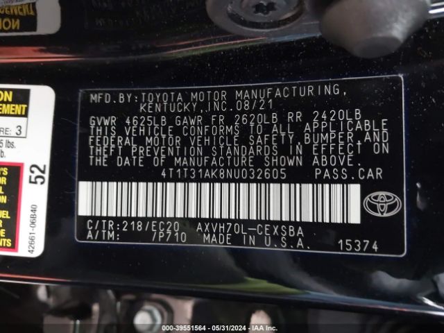 Photo 8 VIN: 4T1T31AK8NU032605 - TOYOTA CAMRY 