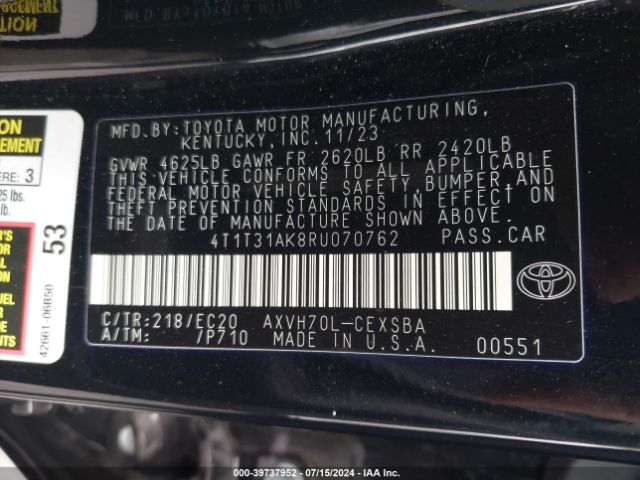 Photo 8 VIN: 4T1T31AK8RU070762 - TOYOTA CAMRY 