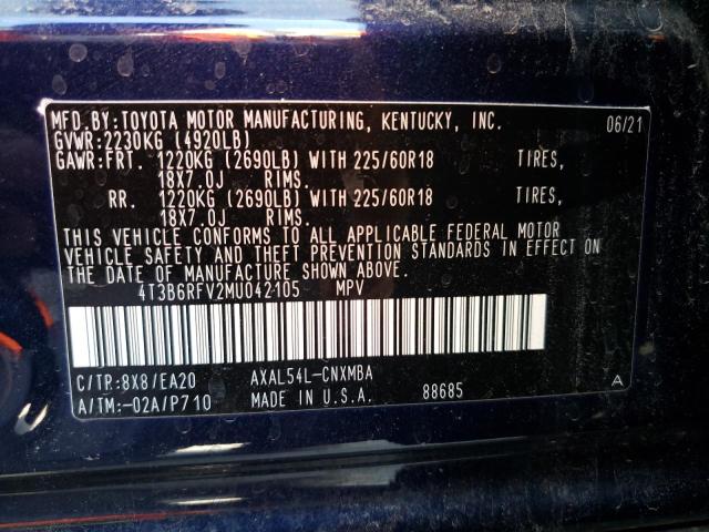 Photo 12 VIN: 4T3B6RFV2MU042105 - TOYOTA RAV4 XLE P 