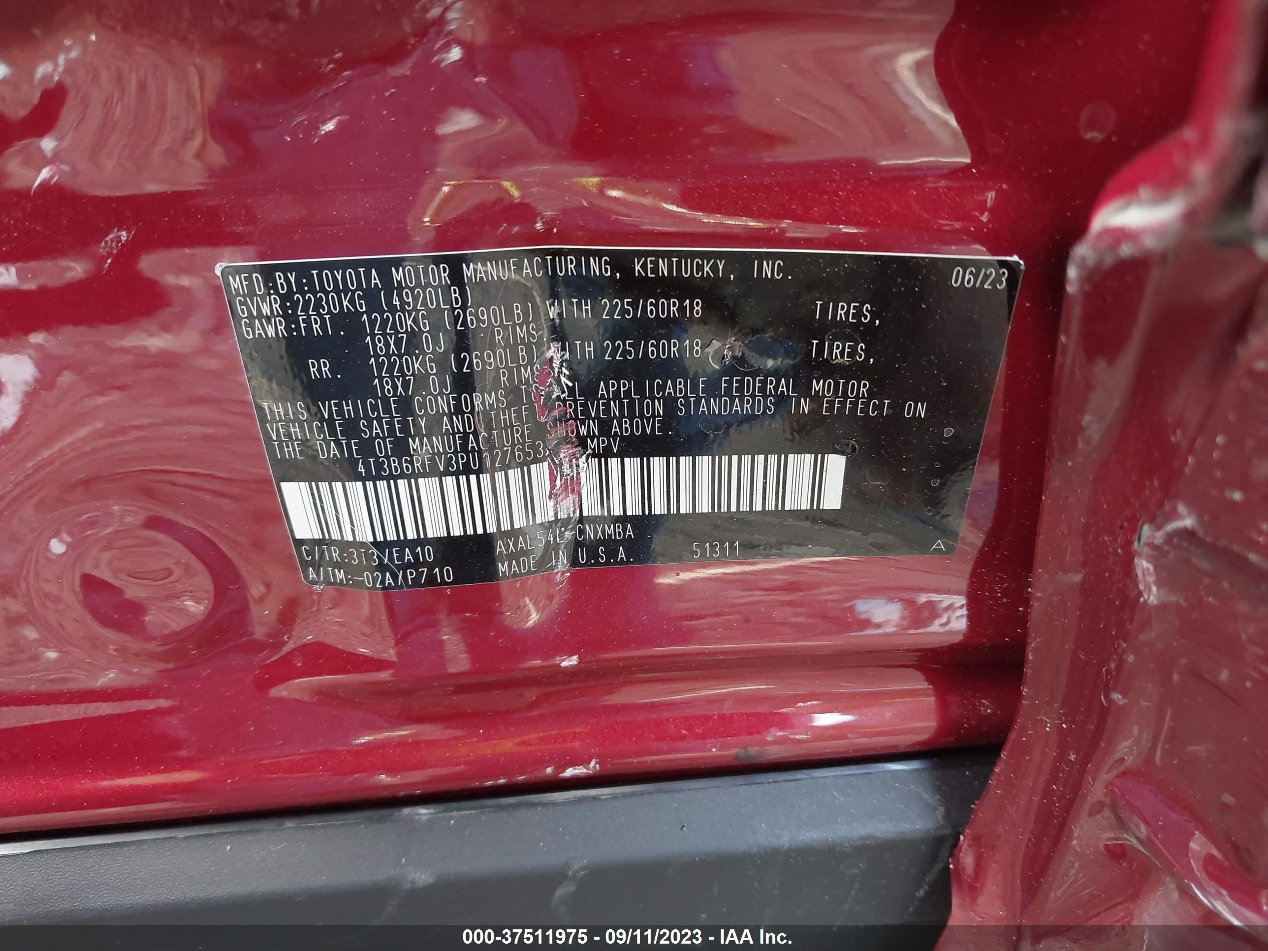 Photo 8 VIN: 4T3B6RFV3PU127653 - TOYOTA RAV 4 