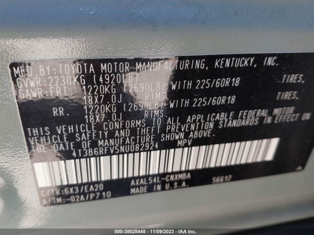 Photo 8 VIN: 4T3B6RFV5NU082924 - TOYOTA RAV4 