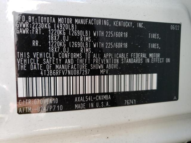 Photo 12 VIN: 4T3B6RFV7NU087297 - TOYOTA RAV4 XLE P 