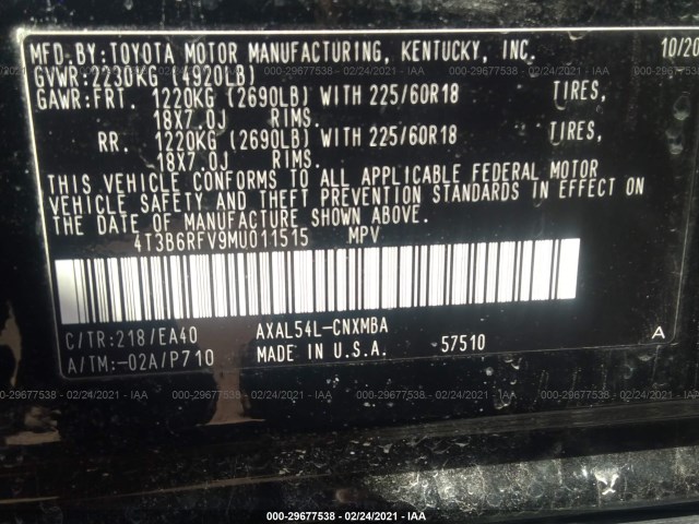 Photo 8 VIN: 4T3B6RFV9MU011515 - TOYOTA RAV4 