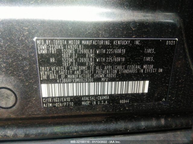 Photo 8 VIN: 4T3B6RFV9MU029366 - TOYOTA RAV4 