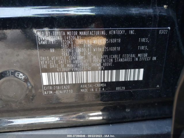 Photo 8 VIN: 4T3B6RFV9NU073790 - TOYOTA RAV4 