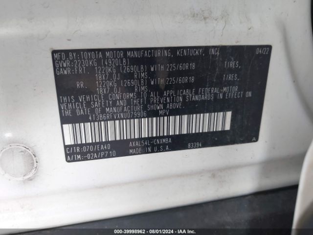 Photo 8 VIN: 4T3B6RFVXNU079906 - TOYOTA RAV4 