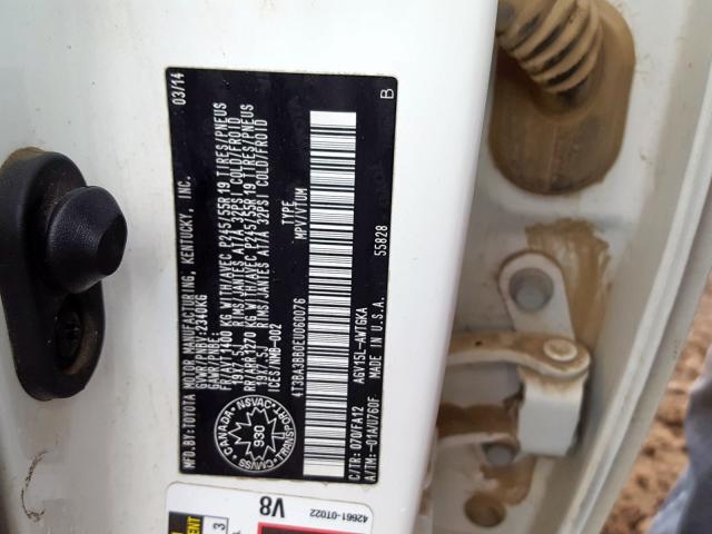 Photo 9 VIN: 4T3BA3BB0EU060076 - TOYOTA VENZA LE 