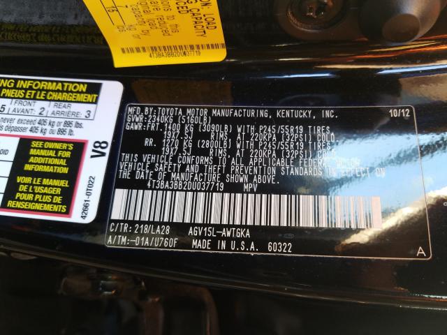 Photo 9 VIN: 4T3BA3BB2DU037719 - TOYOTA VENZA LE 