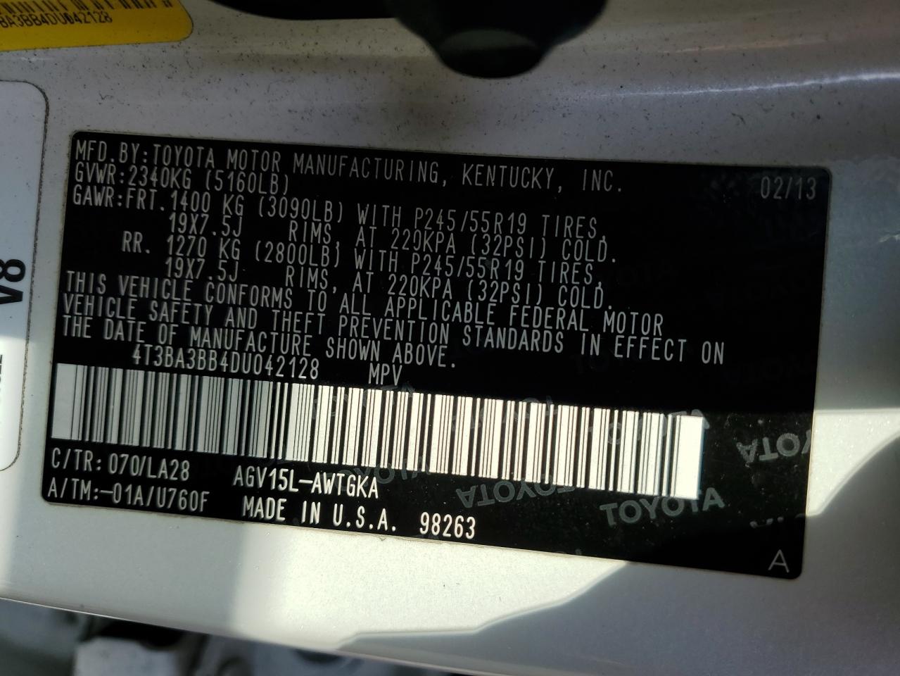 Photo 11 VIN: 4T3BA3BB4DU042128 - TOYOTA VENZA 