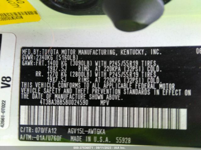 Photo 8 VIN: 4T3BA3BB5BU024590 - TOYOTA VENZA 