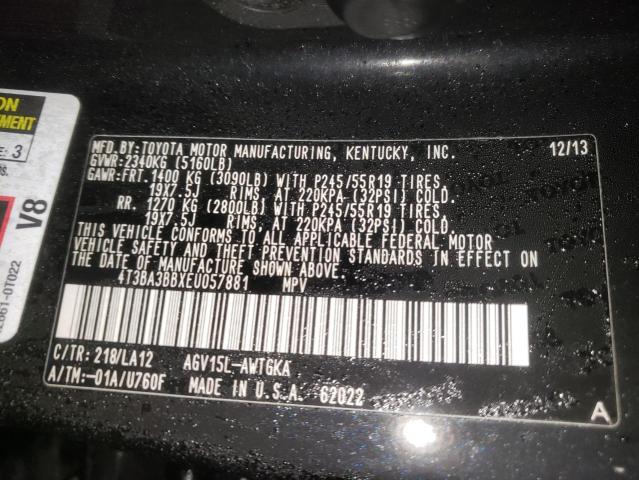 Photo 9 VIN: 4T3BA3BBXEU057881 - TOYOTA VENZA LE 