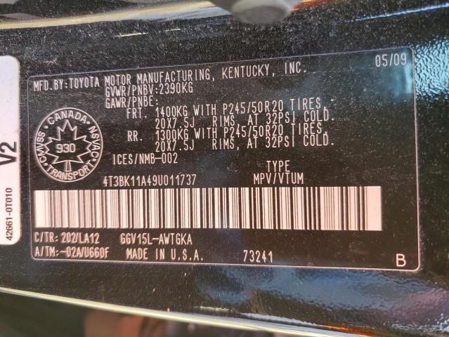 Photo 12 VIN: 4T3BK11A49U011737 - TOYOTA VENZA 