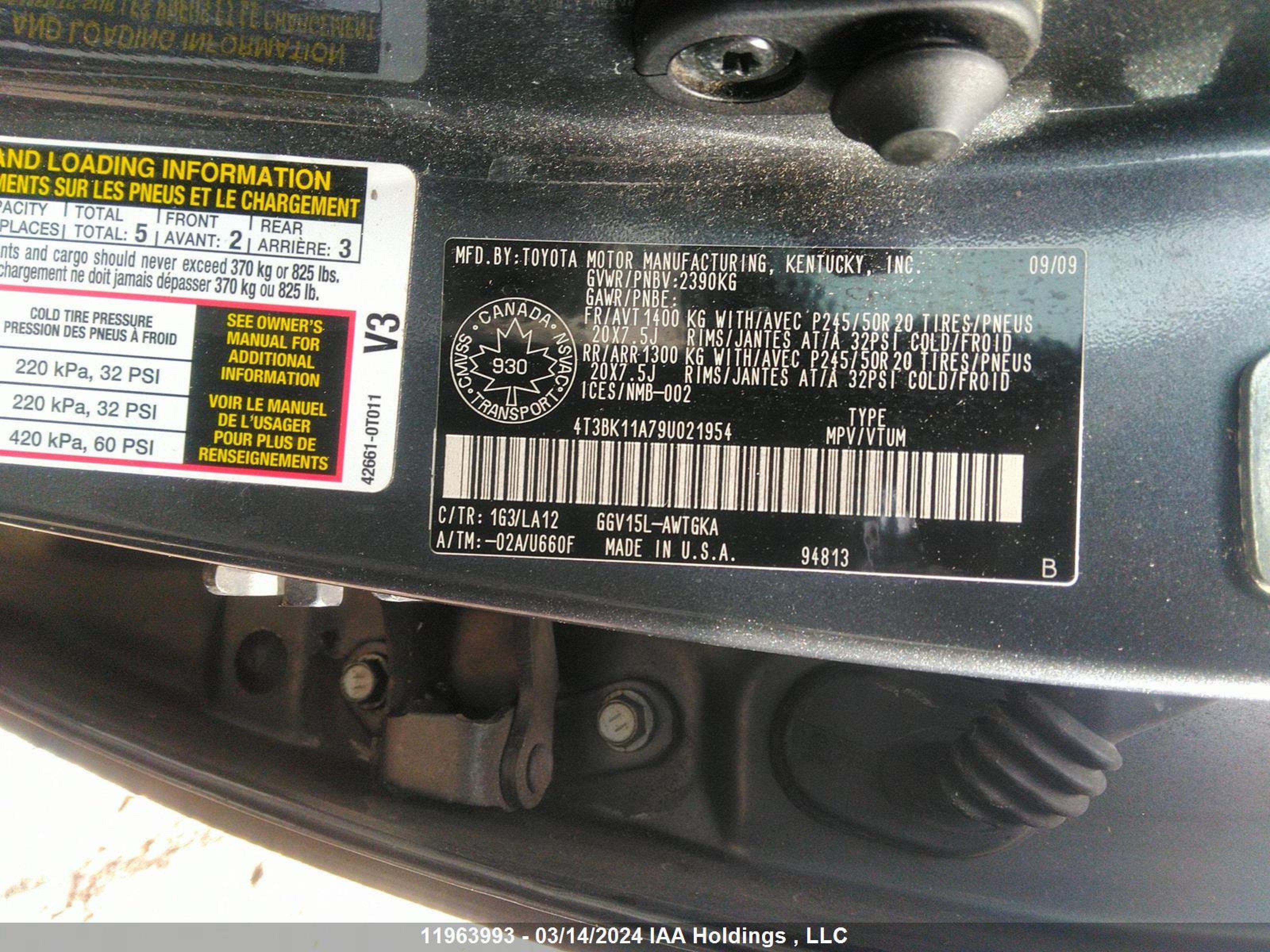 Photo 8 VIN: 4T3BK11A79U021954 - TOYOTA VENZA 