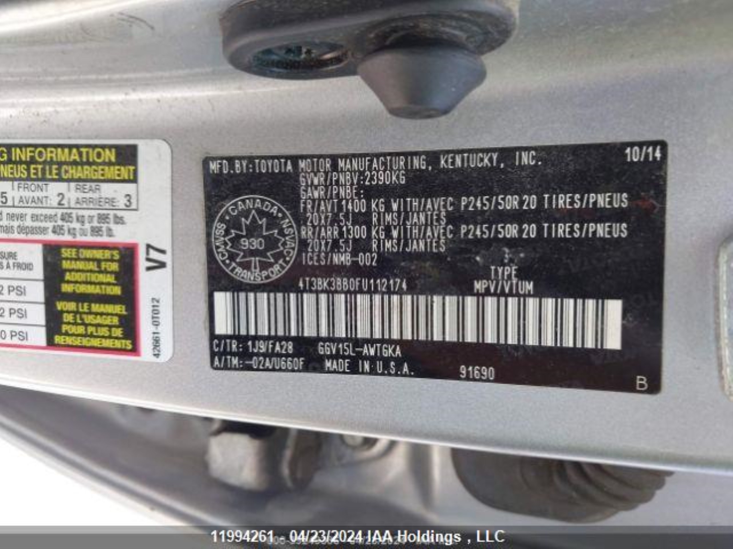 Photo 10 VIN: 4T3BK3BB0FU112174 - TOYOTA VENZA 