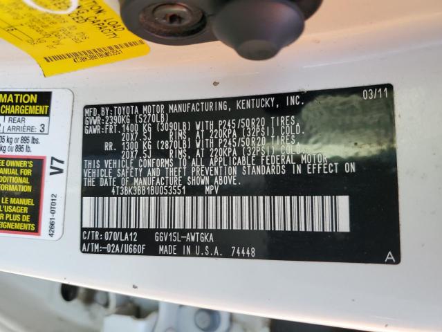 Photo 11 VIN: 4T3BK3BB1BU053551 - TOYOTA VENZA 