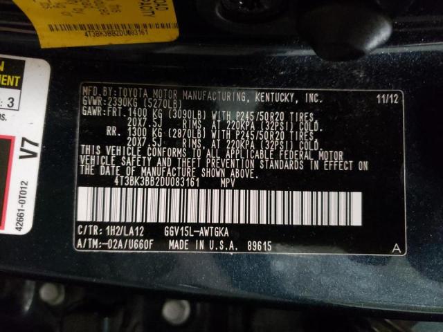 Photo 9 VIN: 4T3BK3BB2DU083161 - TOYOTA VENZA LE 