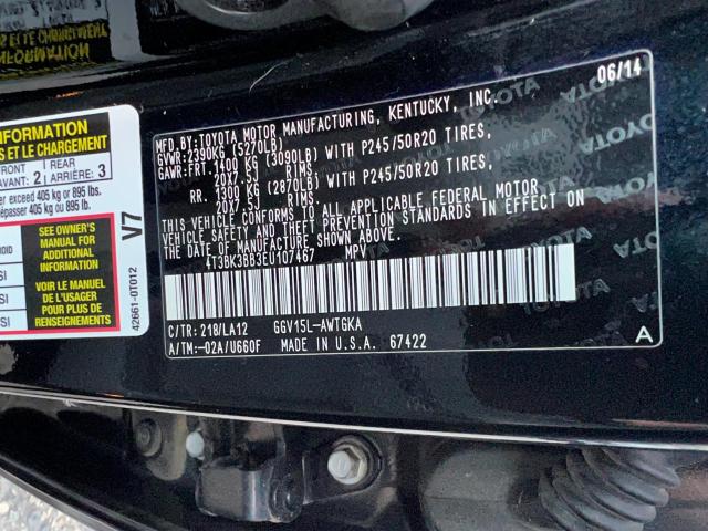 Photo 9 VIN: 4T3BK3BB3EU107467 - TOYOTA VENZA LE 