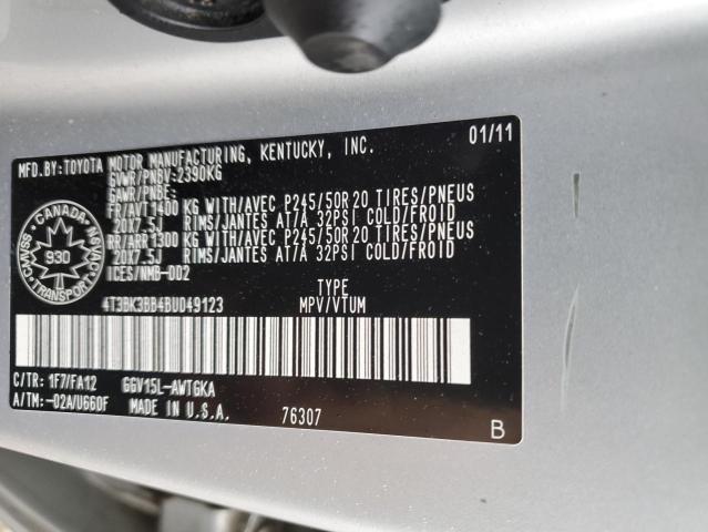 Photo 11 VIN: 4T3BK3BB4BU049123 - TOYOTA VENZA 