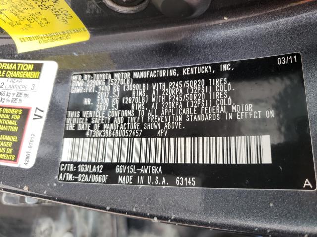 Photo 9 VIN: 4T3BK3BB4BU052457 - TOYOTA VENZA 