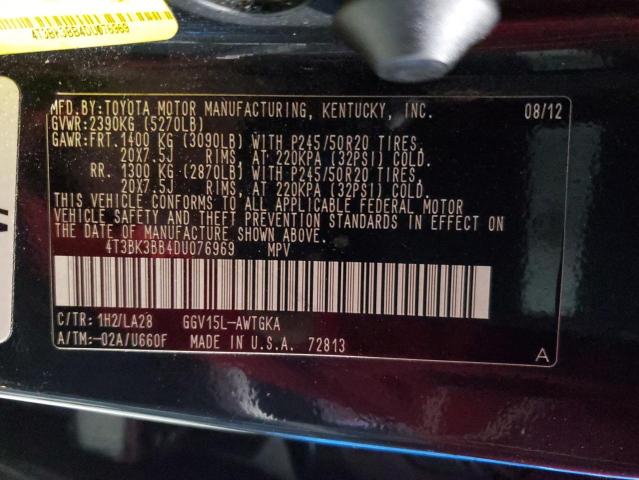 Photo 12 VIN: 4T3BK3BB4DU076969 - TOYOTA VENZA LE 