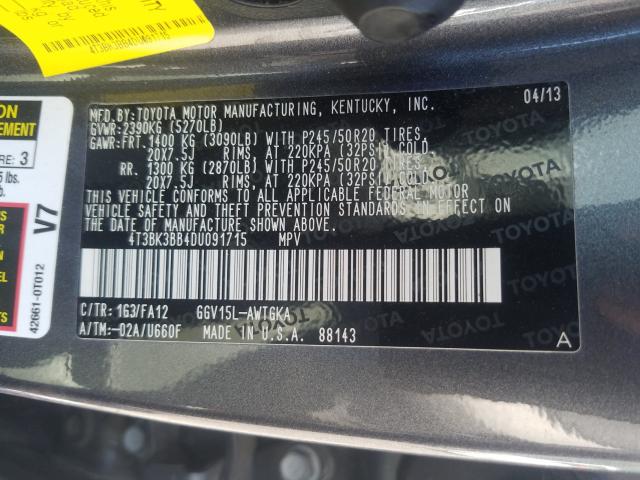 Photo 9 VIN: 4T3BK3BB4DU091715 - TOYOTA VENZA LE 