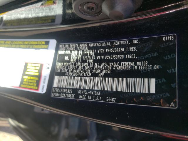 Photo 9 VIN: 4T3BK3BB4FU117636 - TOYOTA VENZA LE 