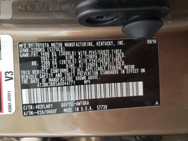 Photo 9 VIN: 4T3BK3BB5AU044771 - TOYOTA VENZA 