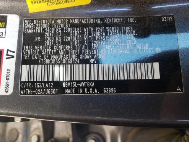 Photo 9 VIN: 4T3BK3BB5CU069124 - TOYOTA VENZA LE 